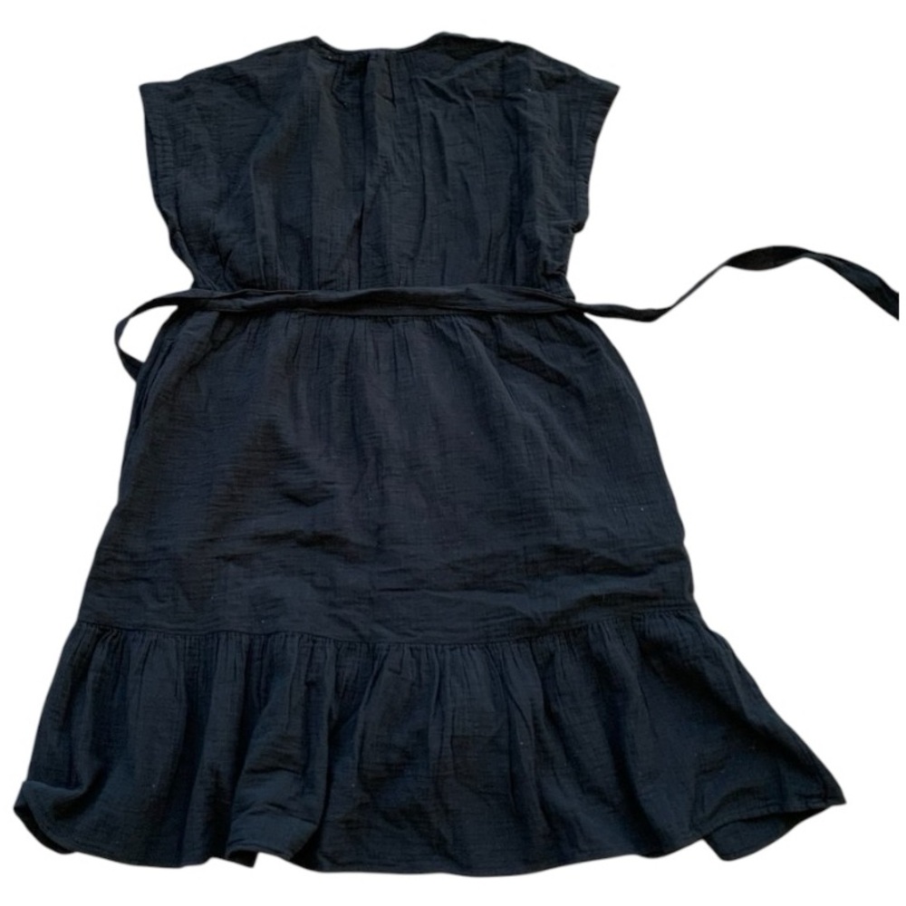 Ruffle Hem Tiered Dress Lightweight Flowy Gauze Neutral Black Gap Size XXL - Picture 13 of 16